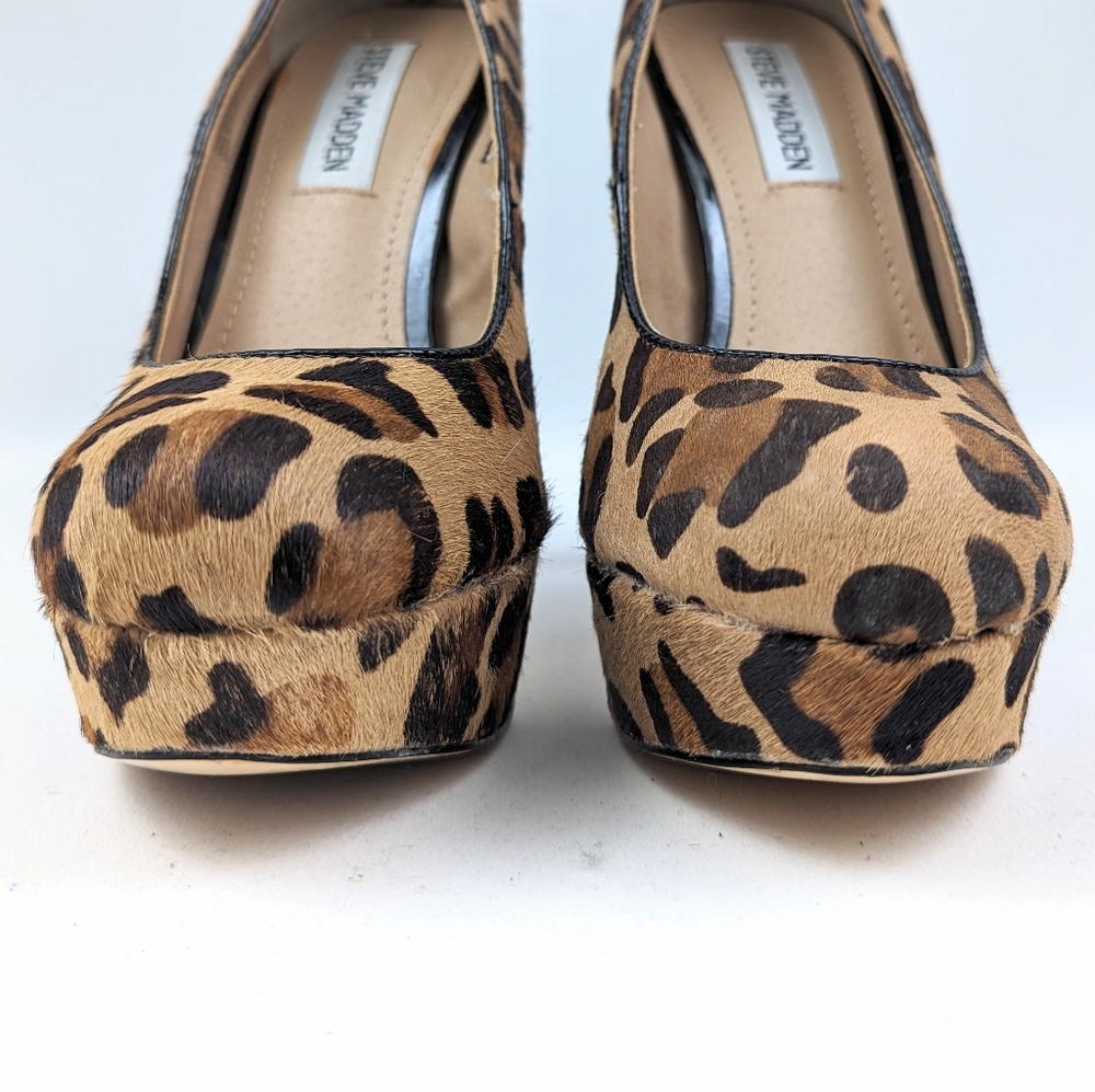 Steve Madden Bevv Leopard Platform Stiletto Heels Patent Leather Mob Wife 6.5 - Picture 7 of 16